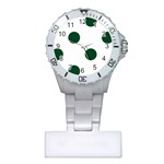Polka Dots - Forest Green on White Nurses Watch