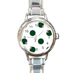 Polka Dots - Forest Green on White Round Italian Charm Watch