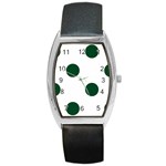 Polka Dots - Forest Green on White Barrel Style Metal Watch