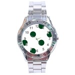 Polka Dots - Forest Green on White Stainless Steel Analogue Watch