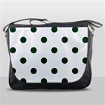 Polka Dots - Forest Green on White Messenger Bag