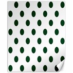 Polka Dots - Forest Green on White Canvas 11  x 14 