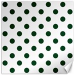 Polka Dots - Forest Green on White Canvas 20  x 20 