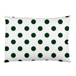 Polka Dots - Forest Green on White Pillow Case (One Side)