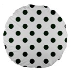 Polka Dots - Forest Green on White Large 18  Premium Round Cushion