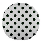 Polka Dots - Forest Green on White Large 18  Premium Flano Round Cushion