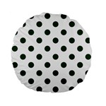 Polka Dots - Forest Green on White Standard 15  Premium Flano Round Cushion