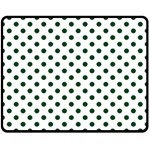 Polka Dots - Forest Green on White Double Sided Fleece Blanket (Medium) (Two Sides)