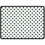 Polka Dots - Forest Green on White Double Sided Fleece Blanket (Large) (Two Sides)