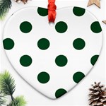 Polka Dots - Forest Green on White Ornament (Heart)