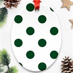 Polka Dots - Forest Green on White Oval Ornament (Two Sides)