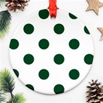 Polka Dots - Forest Green on White Ornament (Round)