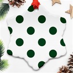 Polka Dots - Forest Green on White Ornament (Snowflake)