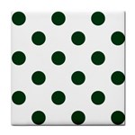 Polka Dots - Forest Green on White Tile Coaster