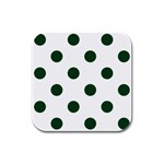 Polka Dots - Forest Green on White Rubber Square Coaster (4 pack)