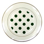 Polka Dots - Forest Green on White Porcelain Plate