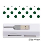 Polka Dots - Forest Green on White Memory Card Reader (Stick)