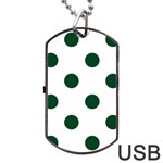 Polka Dots - Forest Green on White Dog Tag USB Flash (One Side)