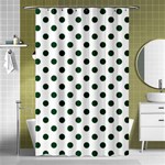Polka Dots - Forest Green on White Shower Curtain 48  x 72  (Small)