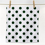 Polka Dots - Forest Green on White Face Towel