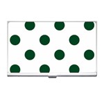 Polka Dots - Forest Green on White Business Card Holder
