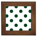 Polka Dots - Forest Green on White Framed Tile