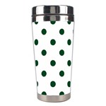Polka Dots - Forest Green on White Stainless Steel Travel Tumbler