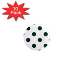 Polka Dots - Forest Green on White 1  Mini Magnet (10 pack)