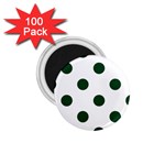 Polka Dots - Forest Green on White 1.75  Magnet (100 pack)