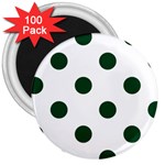 Polka Dots - Forest Green on White 3  Magnet (100 pack)