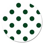 Polka Dots - Forest Green on White Magnet 5  (Round)