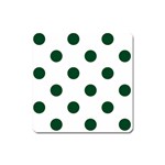 Polka Dots - Forest Green on White Magnet (Square)