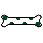Polka Dots - Forest Green on White Magnet (Dog Bone)