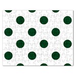 Polka Dots - Forest Green on White Jigsaw Puzzle (Rectangular)