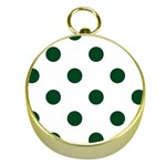 Polka Dots - Forest Green on White Gold Compass