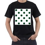 Polka Dots - Forest Green on White Men s T-Shirt (Black)