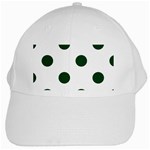 Polka Dots - Forest Green on White White Cap