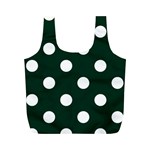 Polka Dots - White on Deep Green Full Print Recycle Bag (M)