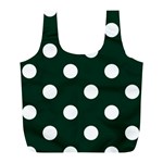 Polka Dots - White on Deep Green Full Print Recycle Bag (L)