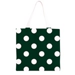 Polka Dots - White on Deep Green Grocery Light Tote Bag