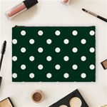 Polka Dots - White on Deep Green Cosmetic Bag (L)