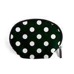 Polka Dots - White on Deep Green Accessory Pouch (Small)