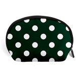 Polka Dots - White on Deep Green Accessory Pouch (Large)