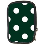 Polka Dots - White on Deep Green Compact Camera Leather Case
