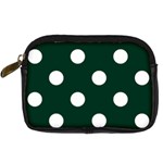 Polka Dots - White on Deep Green Digital Camera Leather Case