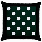 Polka Dots - White on Deep Green Throw Pillow Case (Black)