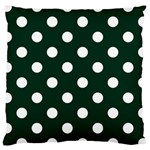 Polka Dots - White on Deep Green Large Cushion Case (Two Sides)