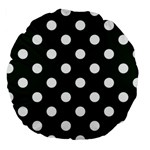 Polka Dots - White on Deep Green Large 18  Premium Round Cushion