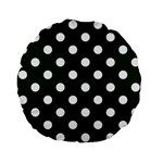 Polka Dots - White on Deep Green Standard 15  Premium Flano Round Cushion