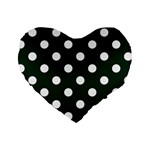 Polka Dots - White on Deep Green Standard 16  Premium Heart Shape Cushion